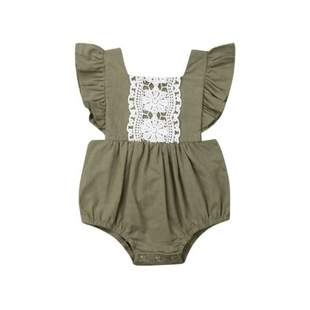 

Toddler Girls Bodysuits Lace Sister Clothes Batwing Sleeve Ruffle Trim Backless Daily Kids Children Infant Clothes Cartoon Trendy Soft Cute Outwear Streetwear Spring Summer Rompers Jumpsuits