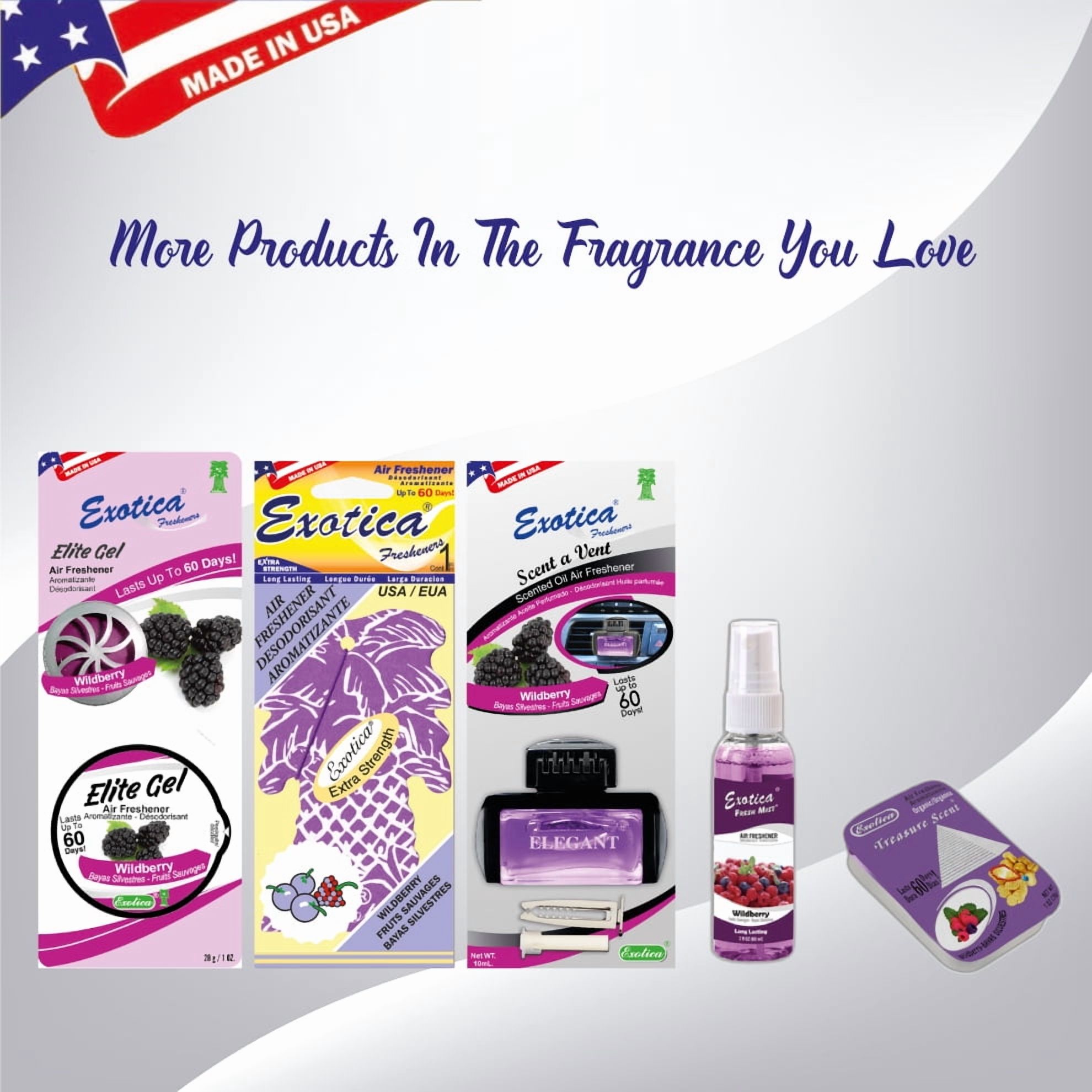 Exotica Car Air Freshener | Spill-proof Can | Organic | For Home & Auto | Long Lasting Freshness | (Pack of 12) (Wild Berry)