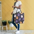 thumbnail image 4 of FORMRS Womens Canvas Tote Bag with Zipper Inner Pocket Shoulder Handbag, Orange Halloween Ghosts, 4 of 7