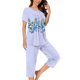 thumbnail image 1 of Sexy Pijama Conjunto para las Mujeres, Cuello Redondo Blusa de Manga Corta Y Pantalones, Traje de Moda Casual, 1 of 9