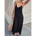 thumbnail image 6 of Women's Sleeveless Pockets Maxi Strappy Neck Flowy Loose Long Sundress Dress for Casual Beach Black S, 6 of 8