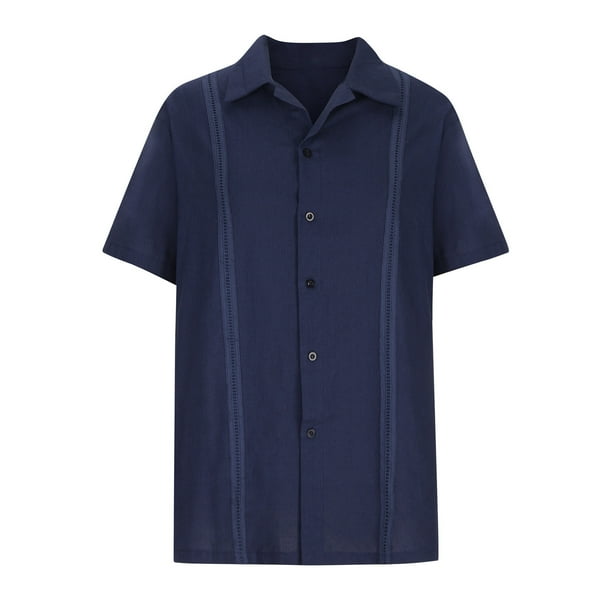 Camisas Hombre Casual Tops Lino Transpirable Guayabella Cubana Manga Corta Playa Odeerbi ODB171258