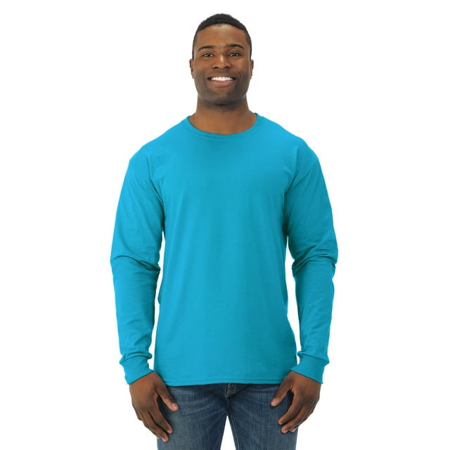 Jerzees Mens DRI-POWER Active Long Sleeve Crew T-Shirt, S, California Blue