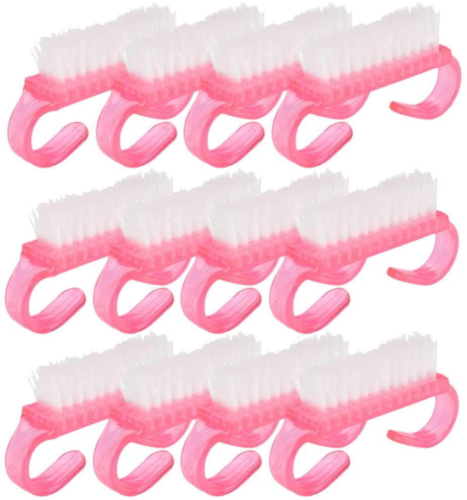 12pcs Handle Grip Nail Brush Fingernail Scrub Cleaning Brush Nail Art Remover Brush Pedicure