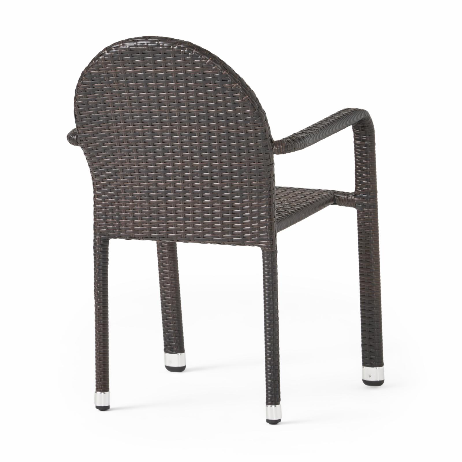Ariyaan Outdoor Wicker Stacking Dining Chairs - Set of 2 - Multibrown - image 3 of 10