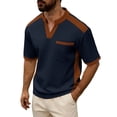 thumbnail image 2 of Men’s Waffle Henley Shirts, Long Sleeve Button Tops V-Neck Sports Casual Basic T-Shirts Lightweight Knit Pullover Navy L, 2 of 9