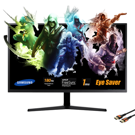 Samsung 24-Inch Odyssey Gaming Monitor, FHD, 1ms, 180Hz, AMD FreeSync, Eye Saver Mode, Adjustable Stand, Black Equalizer, Virtual Aim Point, Flicker-Free, W/HDMI