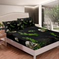 thumbnail image 2 of Sábana Twin Tamaño Verde Hojas Imprimir Funda de Cama Esqueleto Humano Cráneo Imprimir Ropa de Cama, 2 of 5