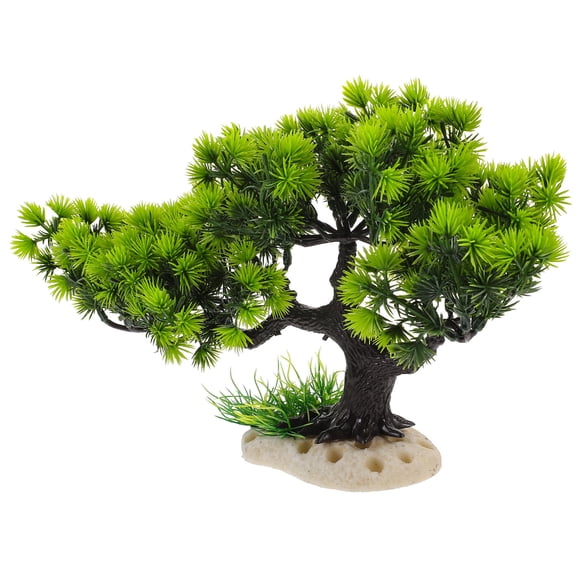 MLINS Artificial Aquarium Decoration Pine Tree Fish Tank Decorations Bonsai Baby Green
