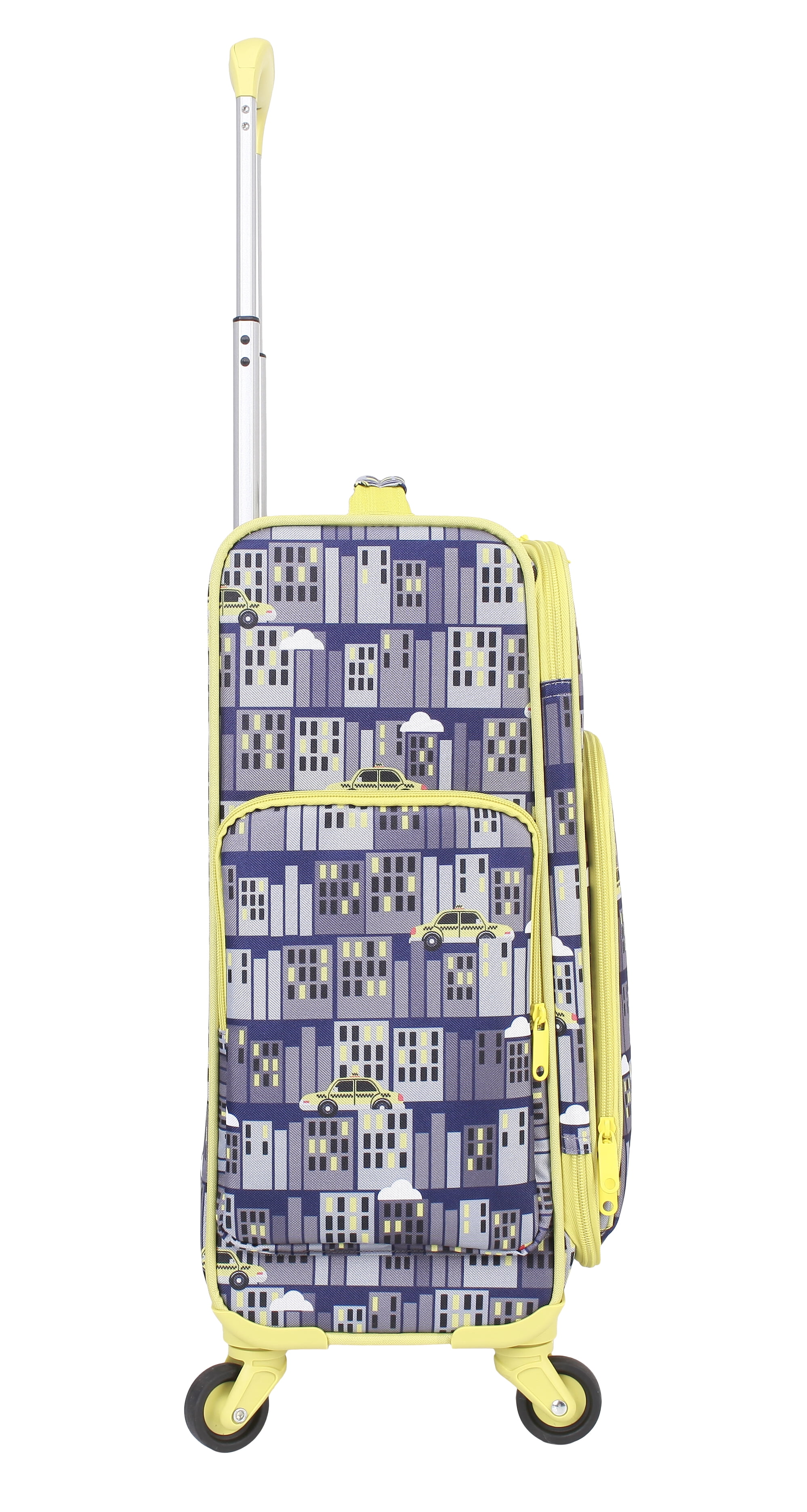 CRCKT Kids Boy 21" Softside Carry-on Luggage With 360 Spinner Wheels, Midnight City, Yellow and Black Taxi