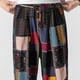 thumbnail image 4 of Pantalones largos para hombre, de lino y algodón, informales, holgados, a cuadros, de gran tamaño, tipo farol, estilo Harlan, de pierna recta, de algodón y lino., 4 of 9