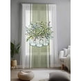 thumbnail image 2 of Sheer Curtains 108 Inches Long, Eucalyptus Green Semi Sheer Curtains Light Filtering Window Treatment, Vintage Bottle Succulents Stripes Privacy Voile Drapes for Living Room Bedroom 52x108 Inch, 2 of 7