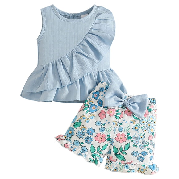 Akiihool Girls Workout Set Girl Clothes 2 Piece Short Sleeve Tie Dye Heart Print Top and Shorts Teen Girl Summer Outfits Short Set (Light Blue,2-3 Years)