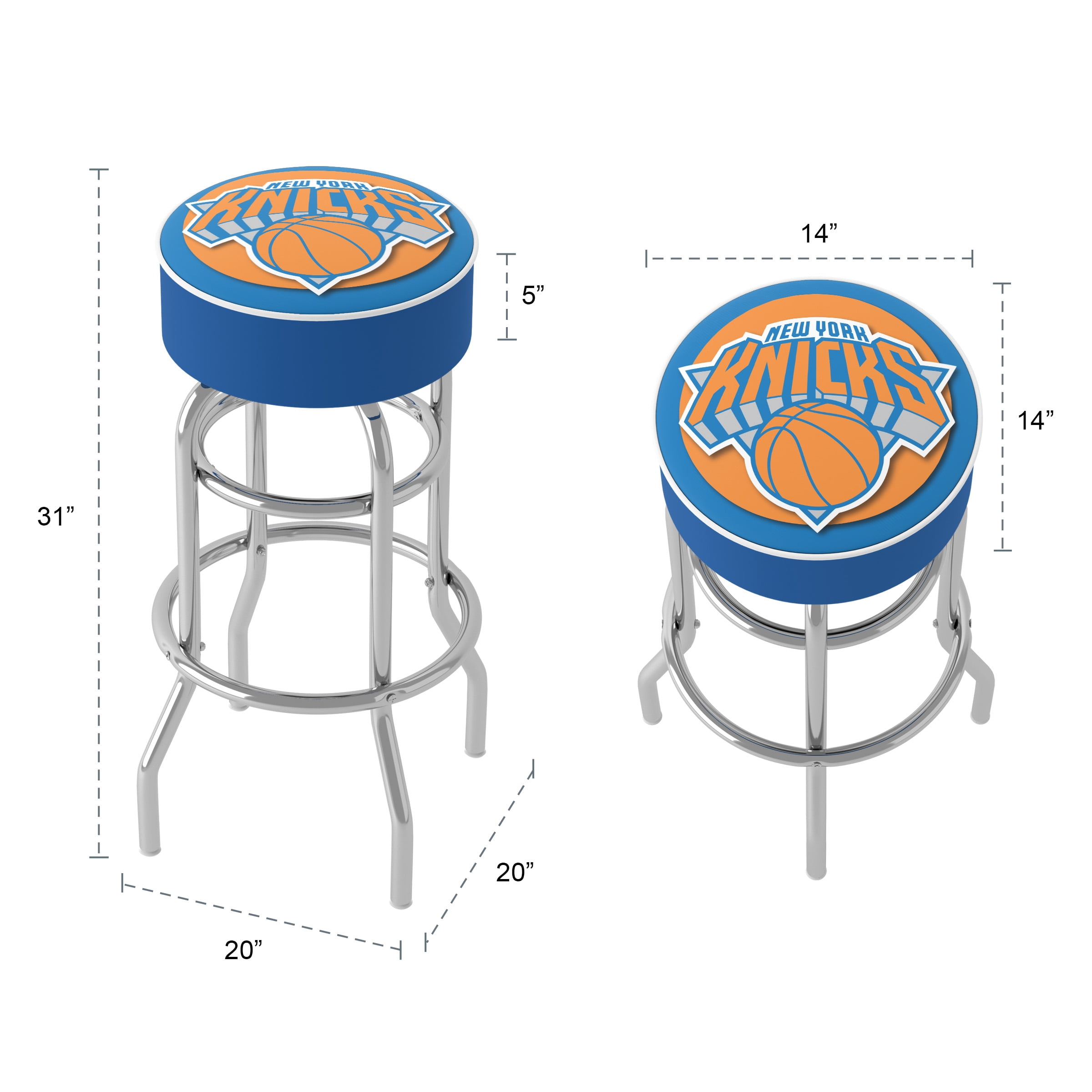 Trademark Gameroom New York Knicks Logo Bar Stool with Padded Seat