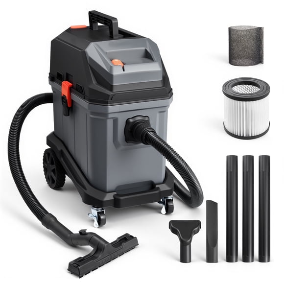 KFFKFF Commercial Shop Vac, 11 Gallon Wet Dry Shop Vacuum, 5.5 Peak HP Portable with One-Button Self-Cleaning