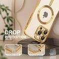 thumbnail image 5 of Dteck Magnetic Case with Tempered Screen Protector for iPhone 16 Pro Max,Shockproof TPU Transparent Case Compatible with MagSafe Full Camera Lens Protector Plating Back Cover,Gold, 5 of 5