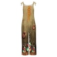 thumbnail image 3 of Usmixi Jumpsuits for Women Vintage Graphics Loose Soft Cotton Linen Adjustable Strap Baggy Jumpsuits Overalls Summer Formal Floral Print Crewneck Sleeveless Long Rompers Yellow xl, 3 of 4