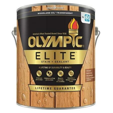 Olympic Elite 1 Gallon Mountain Cedar Woodland Oil Transparent Stain and Sealer in One Low VOC