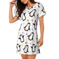thumbnail image 2 of Fotbe Colorful Hearts Penguin Pattern Women's Cotton Nightgown Sleepwear Short Sleeves Shirt Casual Print Sleepdress, 2 of 6