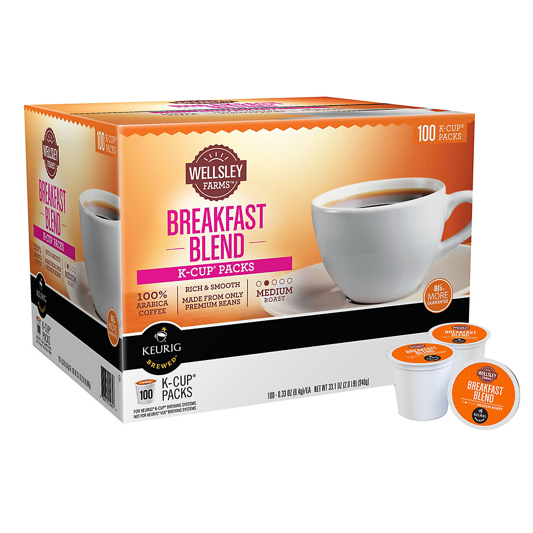 Wellsley Farms Breakfast Blend K-Cup Packs, 100 ct.