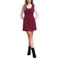 thumbnail image 2 of Vestido de tirantes para mujer Inspire Chic, vestido casual de pana con escote redondo en color burdeos, 2 of 6