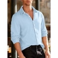 thumbnail image 3 of safuny Men's Casual Long Sleeve Button-Up Top Fashionable Soft able Zipper Coat Unique Texture Suitable for Work Home Outdoor All Seasons Light Blue S, 3 of 4