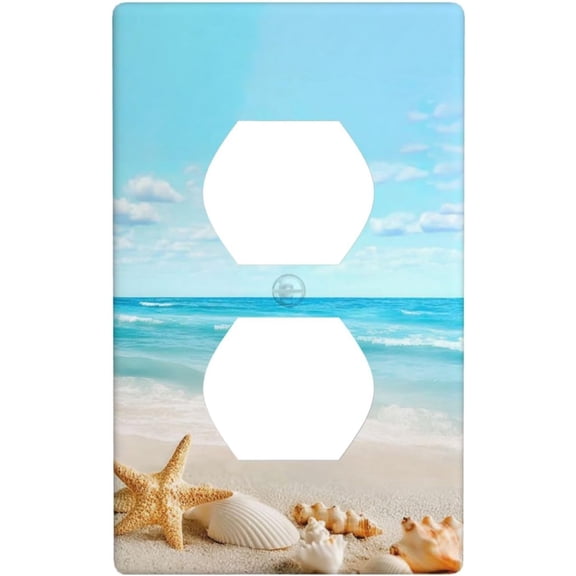 Seashells On The Beach Pattern Duplex Outlet Cover Plates Switch Decorative Panel Electrical Socket Plate Suitable For Bathroom Kitchen Living Room Bedroom