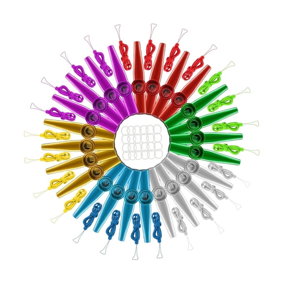 24 piezas de Kazoos de metal Kazoo Armónica Recuerdos de fiesta con diafragmas de flauta Kazoo Flauta de boca para acompañamiento Piano Teclado Violín
