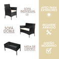 thumbnail image 3 of Ilios Innova Juego de Sala para jardín de 4 piezas fabricado en Mimbre sintético, Set para exteriores 3 Sofás con Asiento Acolchado y Mesa de Vidrio (Sala-4p) ilios innova mueble de mimbre sintético (Negro), 3 of 9