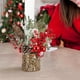 thumbnail image 4 of Mini árbol de Navidad de escritorio | Agujas de pino simuladas | Base de barril de corteza sintética | Decoración festiva que ahorra espacio | Adorno de escritorio reutilizable para estantería de, 4 of 6