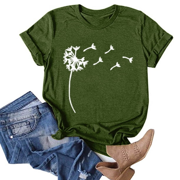 Puntoco Mujeres Casual Carta Impresión Mangas Cortas O-Cuello Camiseta Suelta Blusa tops Puntoco Puntoco-3279