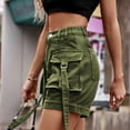 thumbnail image 4 of Durtebeua Jean Shorts Women Distressed Junior Denim Shorts Frayed Ripped Stretchy Jeans with Pockets Green L, 4 of 4