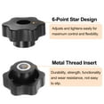 thumbnail image 4 of 12 Pieces Star Knobs M10 Thread 48mm 6-Point Head Metal Insert Through Hole Threaded Hand Knob Black, 4 of 6