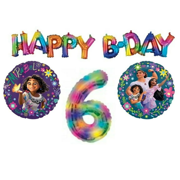 Encanto 6th Happy B-Day Birthday Rainbow Party Balloons Decorations Supplies Movie