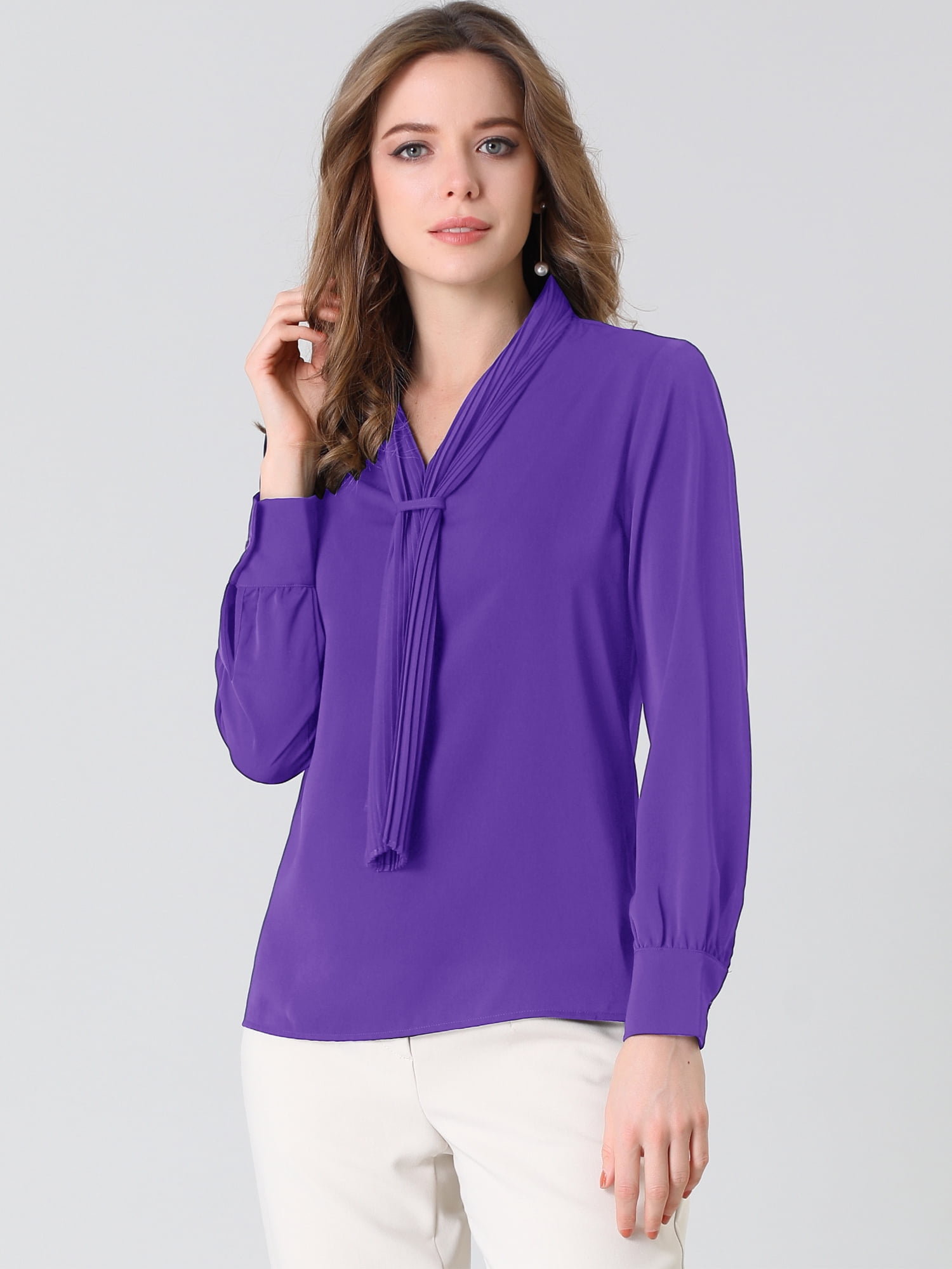 DARING DIVA Work Office Blouse Pleated Top Shirt 2XL Purple