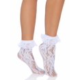 thumbnail image 4 of Leg Avenue Women's Lace Ankle Socks with Top Ruffle, White, One Size, 4 of 5