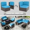 thumbnail image 5 of 7 Piece Patio Furniture Set with 44" Propane Gas Fire Pit Table, Outdoor Sectional Conversation Set Wicker Rattan Sofa Set with Coffee Table, 5 of 7
