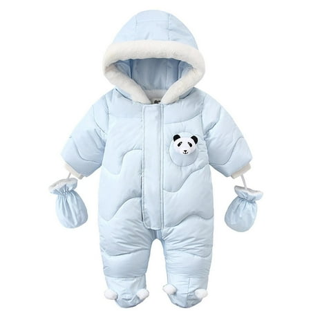 

Dezsed Baby Rompers Clearance Boys Girls Fashion Solid Color Thickening Keep Warm Outdoor Jumpsuit Gloves Set Blue 9 Months