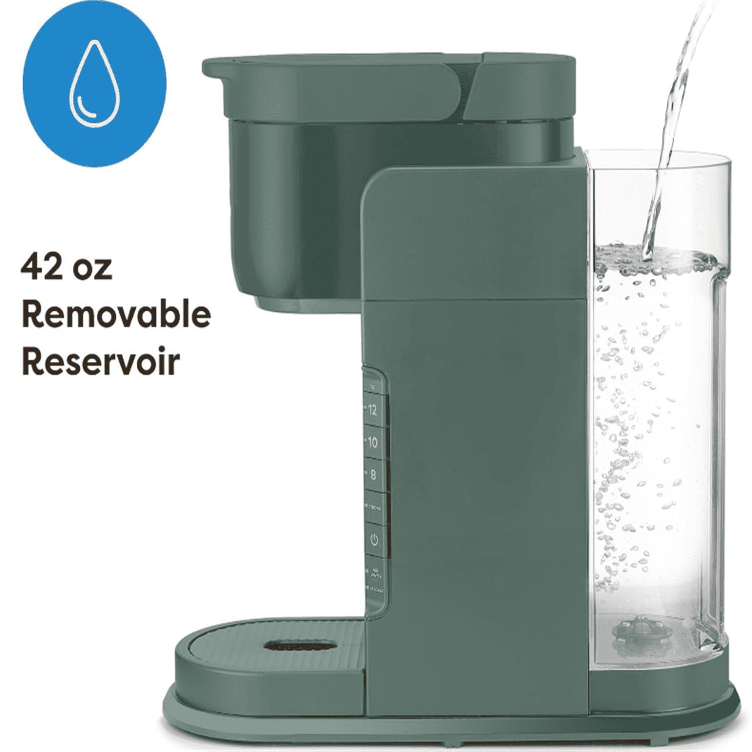 Single Serve Coffee Maker, 3 Brew Sizes, Strong Button Feature, 42oz Removable Reservoir, Evergreen