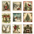 thumbnail image 1 of Pegatinas vintage navideñas, 9 unidades, retro, navideñas, impermeables, 1 of 2