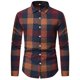 thumbnail image 1 of Blusa y camisa de manga larga con cuello vuelto para hombre, informal, con botones y bolsillos, camisa de manga larga a cuadros, abrigo de lino para hombre, 1 of 7