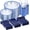 Blue, variant on 600PCS Silver Disposable Plastic Plates, Silver Plastic Dinnerware Set Includes 100 Dinner Plates, Dessert Plate, Cups, Spoons, Forks, Knives for 100 Guests, Perfect for Party, Wedding, Birthday