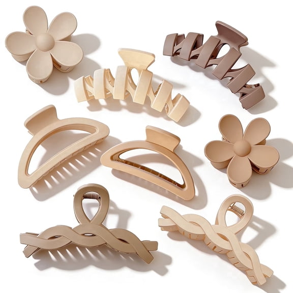 Bochen 8 Pcs Large Non-Slip Hair Claw Clips for Women in Stylish Colors, Hair Clips for Thick Hair and Curly Styles