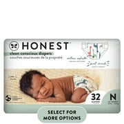 The Honest Company Clean Conscious Disposable Baby Diapers Giraffes Print Size Newborn ( Less than 10 lbs) 32 Count