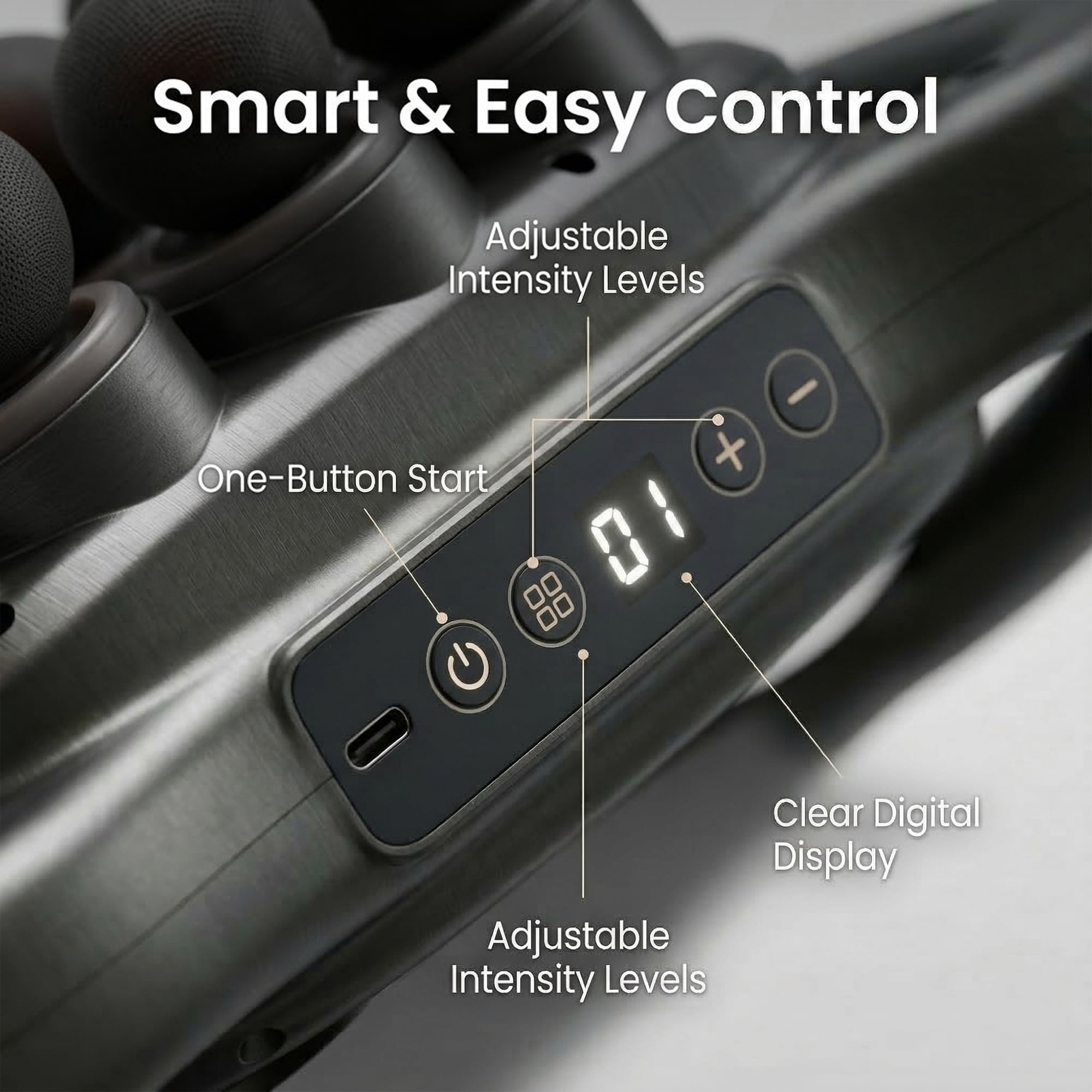 Massage Gun Deep Tissue, 16 Head Percussion Muscle Massager for Back, Neck and Shoulders, Handheld Back Massager for Pain Relief Deep Tissue with 3 Modes & 30 Speeds