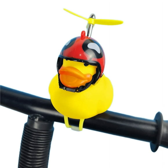 Rubber duck bicycle accessories with flash lamp and propeller helmet for automobile dashboard decoration(2pcs)