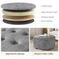 thumbnail image 5 of Round Storage Ottoman Modern Tufted Ottomans Circular Coffee Table with Removable Top Upholstered Large Ottoman with Storage Footrest Stool for Bedroom and Living Room, 5 of 18