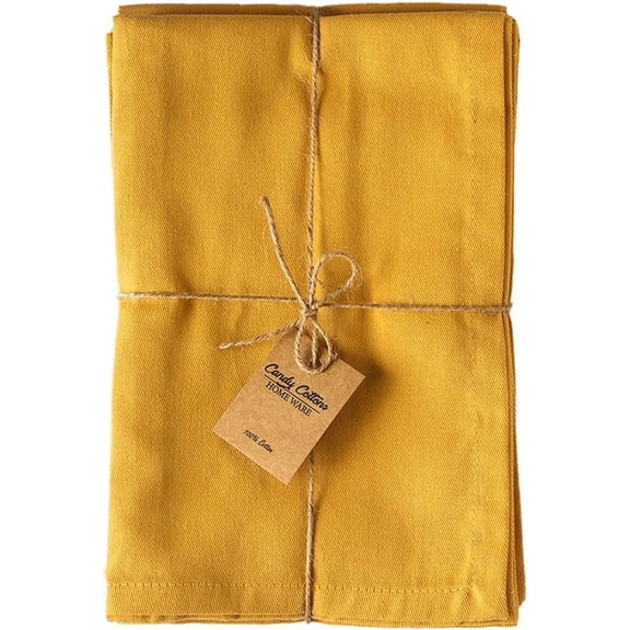 Candy Cottons 100% Cotton Cloth Napkins, Mustard Yellow Napkin (Pack of 6, 18"x18") Dinner Table Napkins, Cotton Napkins, Reusable Napkins for Home, Weddings & Cocktail Parties