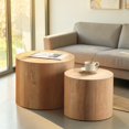 thumbnail image 2 of Tcbosik Nesting Coffee Table Set of 2, Modern Coffee Table & End Table, Round Center Table for Living Room, Bedroom, Space Saving, Light Oak, 2 of 6