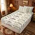 thumbnail image 2 of meiyoeat Vintage Pike Fish Zipper Comforter Set with Fitted Sheet and 2 Pillowcases for Boys Girls, Retro Hunting Ocean Wildlife Underwater Zipper Bedding Set, Beige, Reversible, 3 Pieces, 2 of 6